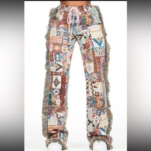 Joliet beige tapestry stacked pants